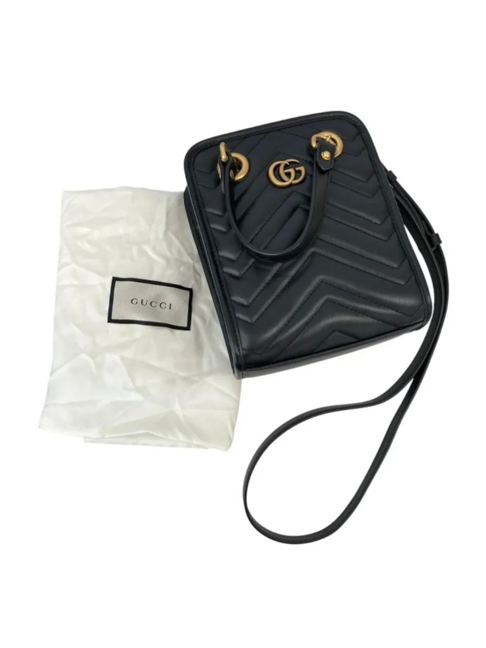 Gucci GG Marmont Quilted Leather Shoulder Bag Black